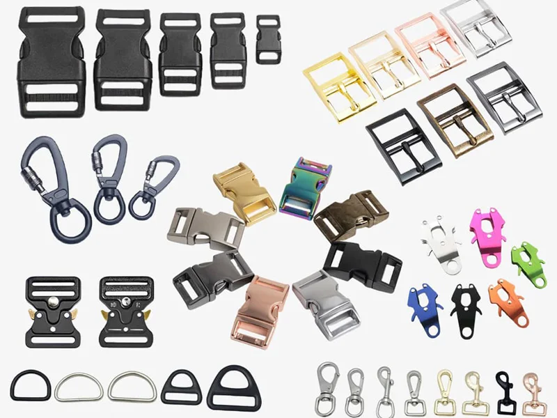 Custom buckle types and hardware options for pet collars and harnesses