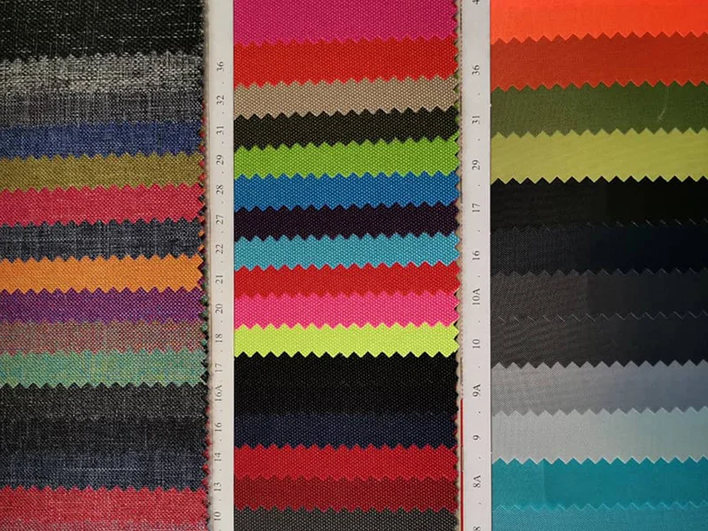 Fabric customization options showing various colors and textures