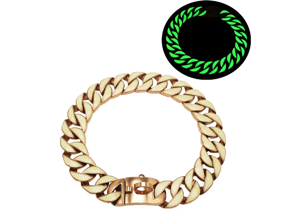 Glow in the dark Cuban dog chain